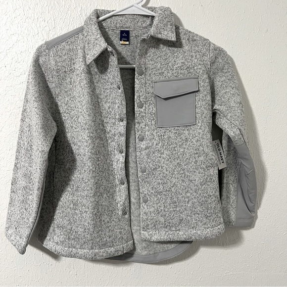 Old Navy Sweater-Fleece Hybrid Shacket for Boys Size Small (6-7) Snap Button NWT - Picture 1 of 8